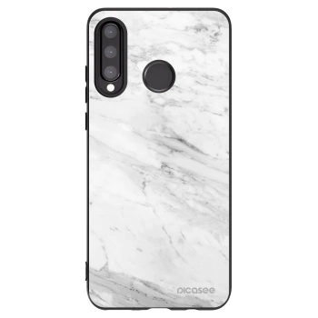 Picasee Huawei P30 Lite Hülle - Schwarzes Silikon - White marble