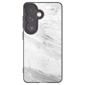 Picasee Samsung Galaxy S26 Hülle - Schwarzes Silikon - White marble