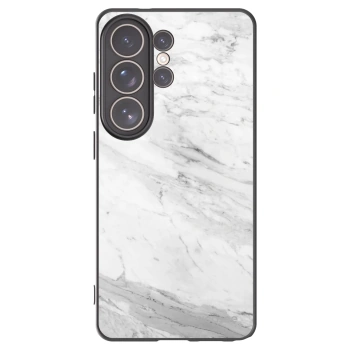 Picasee Samsung Galaxy S26 Ultra Hülle - Schwarzes Silikon - White marble