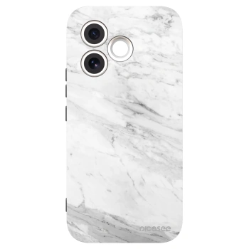 Picasee Honor 600 Lite Hülle - Schwarzes Silikon - White marble