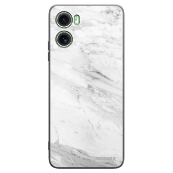 Picasee Motorola Moto G06 Hülle - Schwarzes Silikon - White marble