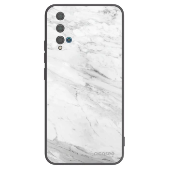 Picasee Huawei Nova 5T Hülle - Schwarzes Silikon - White marble