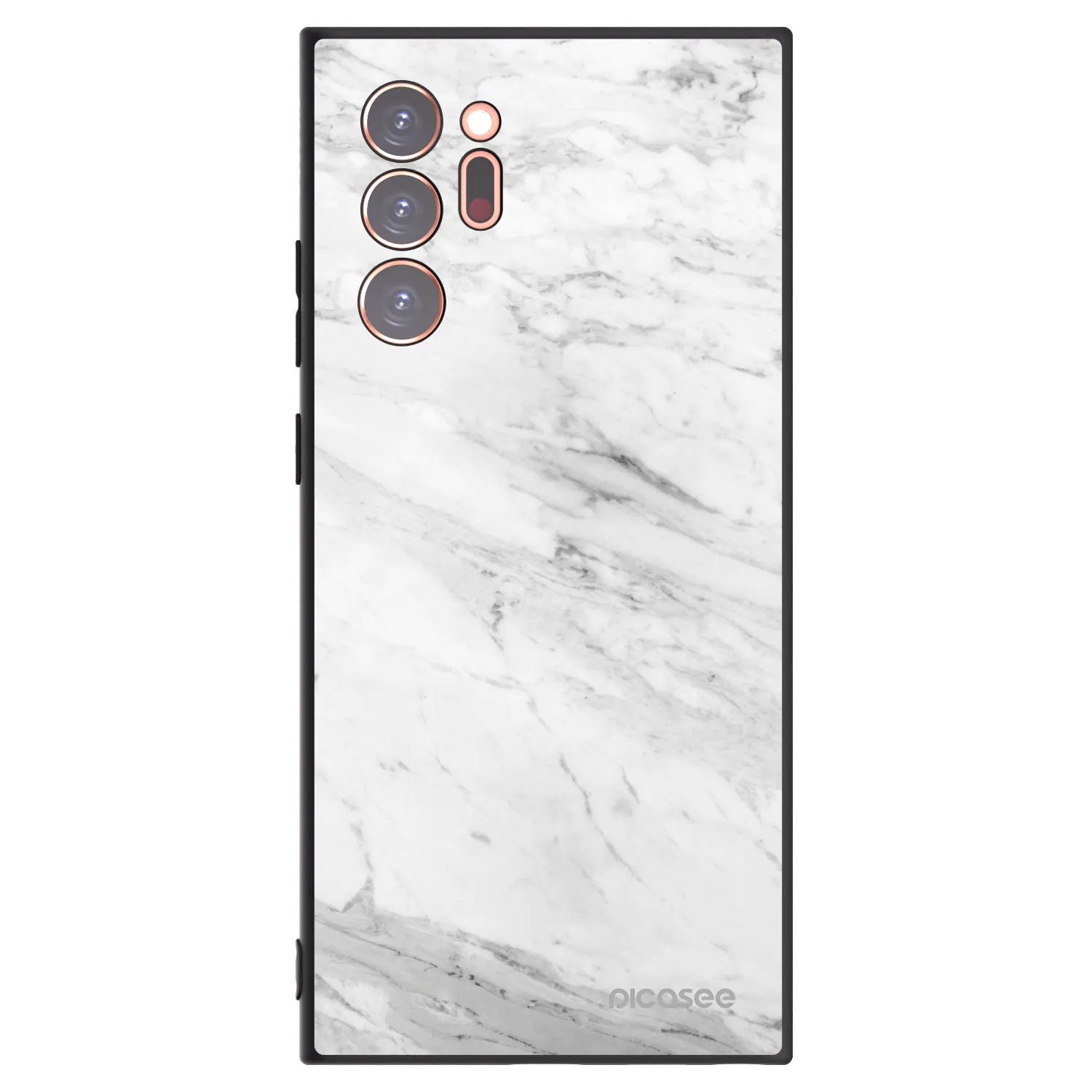 Picasee Samsung Galaxy Note 20 Ultra Hülle - Schwarzes Silikon - White marble