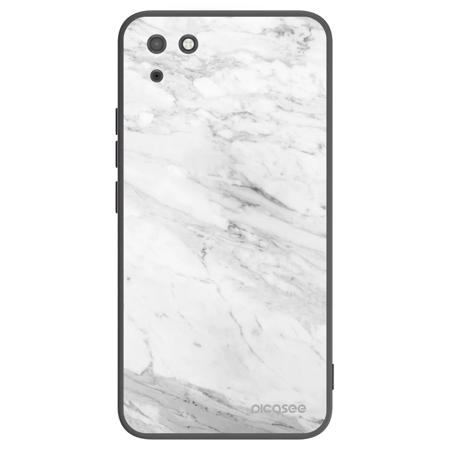 Picasee Huawei Y5P Hülle - Schwarzes Silikon - White marble