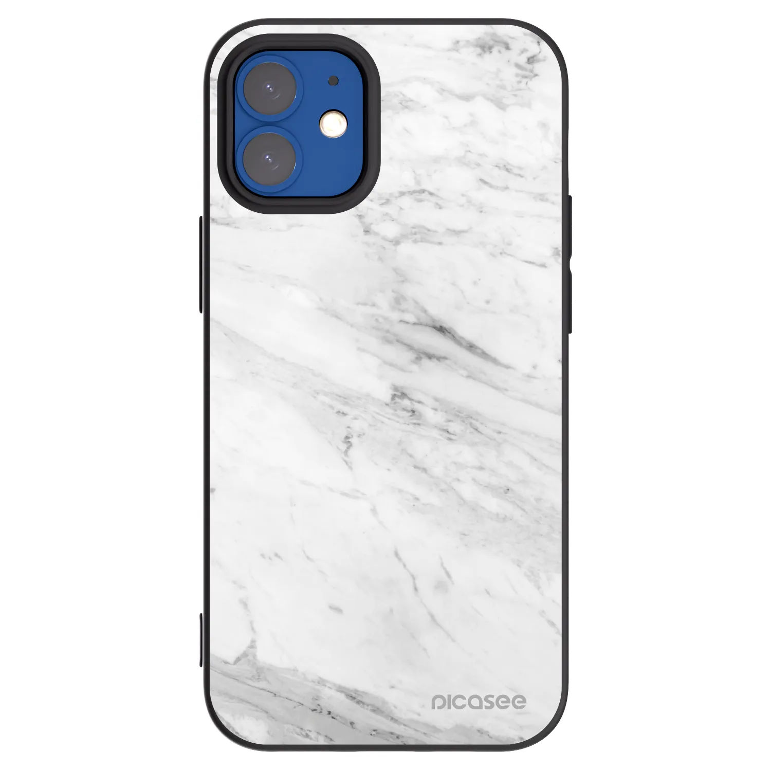 Picasee Apple iPhone 12 mini Hülle - Schwarzes Silikon - White marble