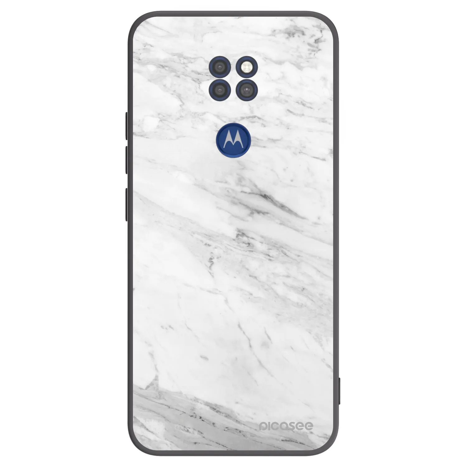 Picasee Motorola Moto G9 Play Hülle - Schwarzes Silikon - White marble