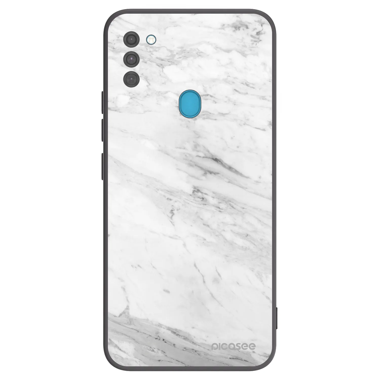 Picasee Samsung Galaxy M11 Hülle - Schwarzes Silikon - White marble