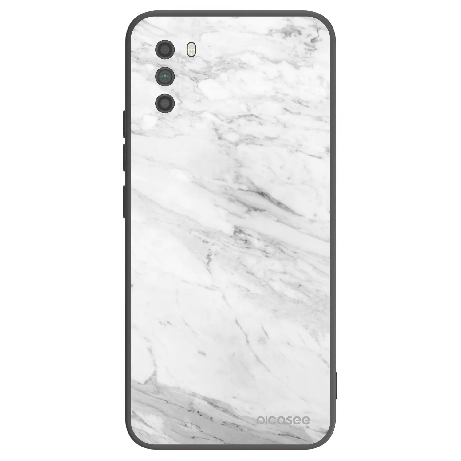 Picasee Xiaomi Poco M3 Hülle - Schwarzes Silikon - White marble