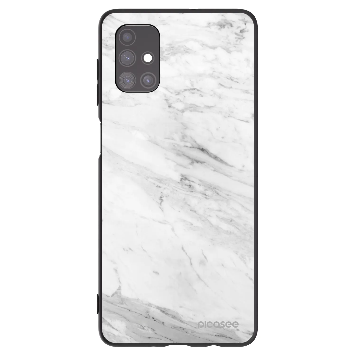 Picasee Samsung Galaxy M51 M515F Hülle - Schwarzes Silikon - White marble