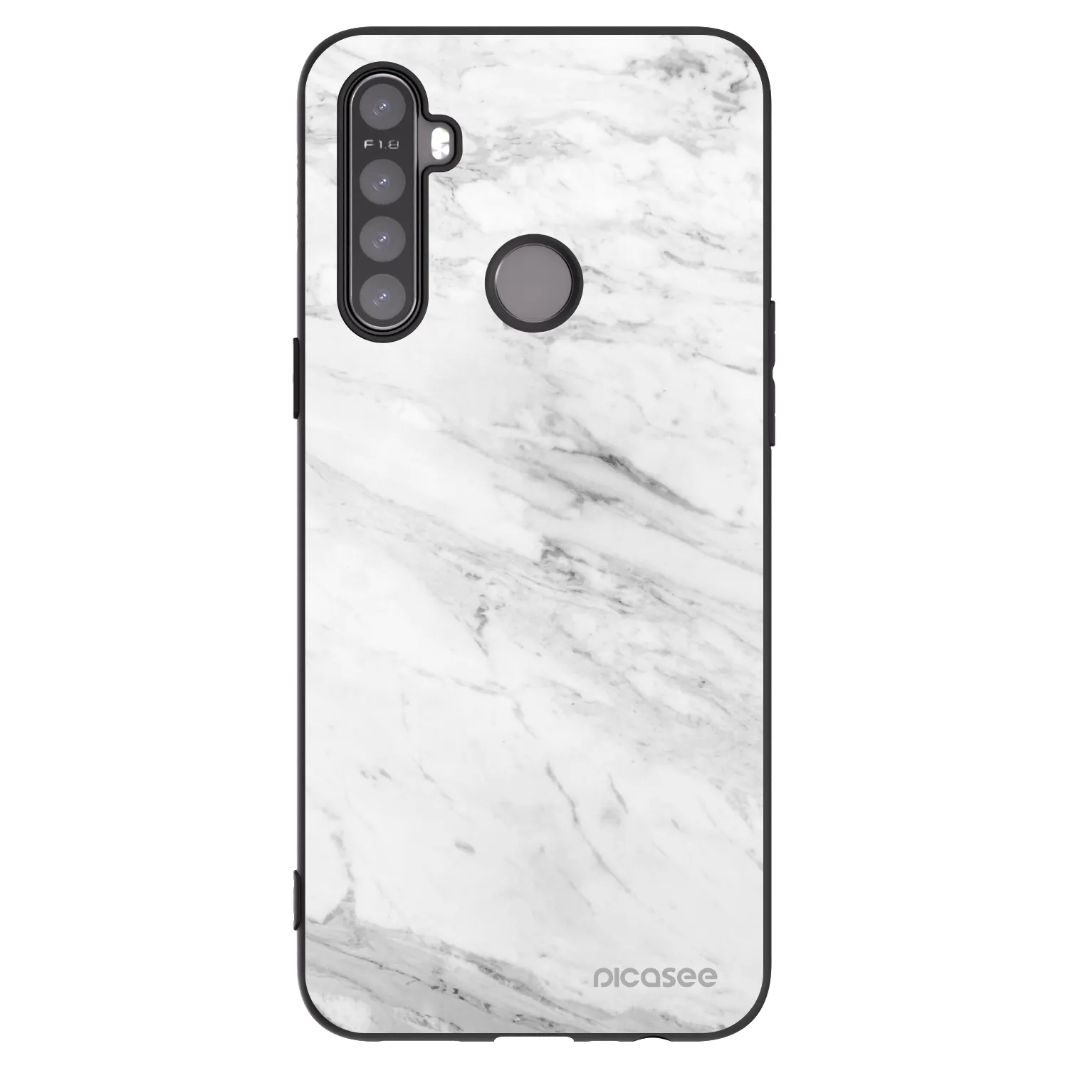 Picasee Realme 6i Hülle - Schwarzes Silikon - White marble