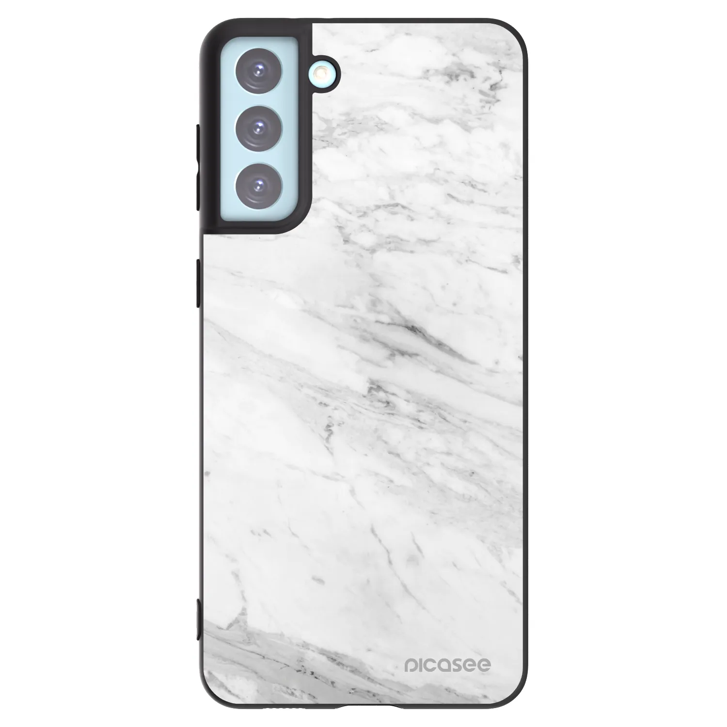 Picasee Samsung Galaxy S21+ 5G G996F Hülle - Schwarzes Silikon - White marble