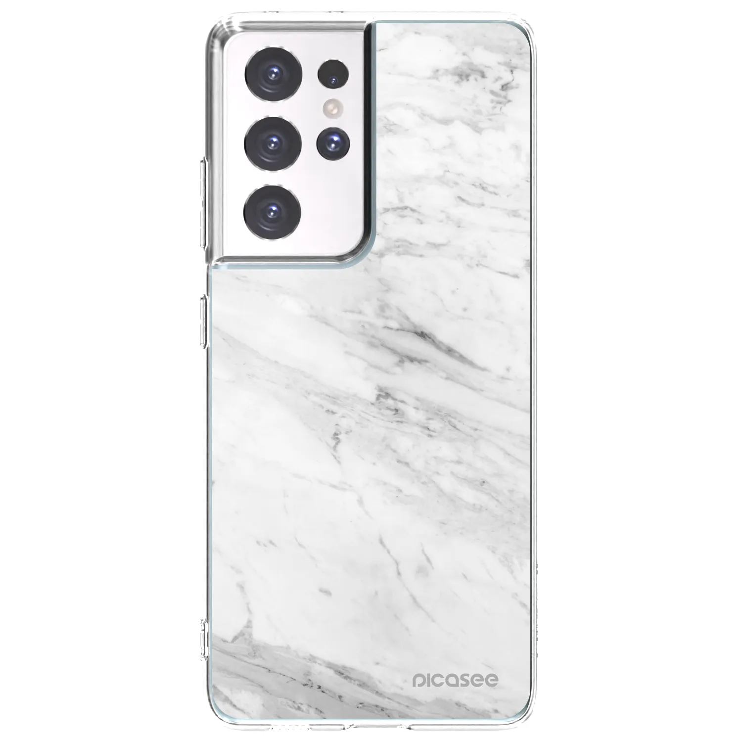 Picasee Samsung Galaxy S21 Ultra 5G G998B Hülle - Transparentes Silikon - White marble
