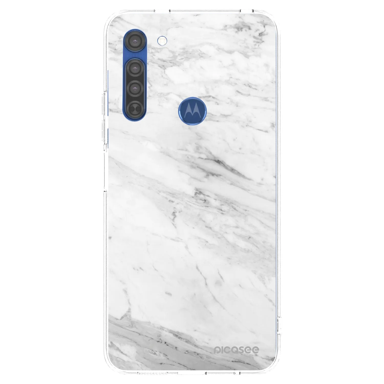 Picasee Motorola Moto G8 Hülle - Transparentes Silikon - White marble