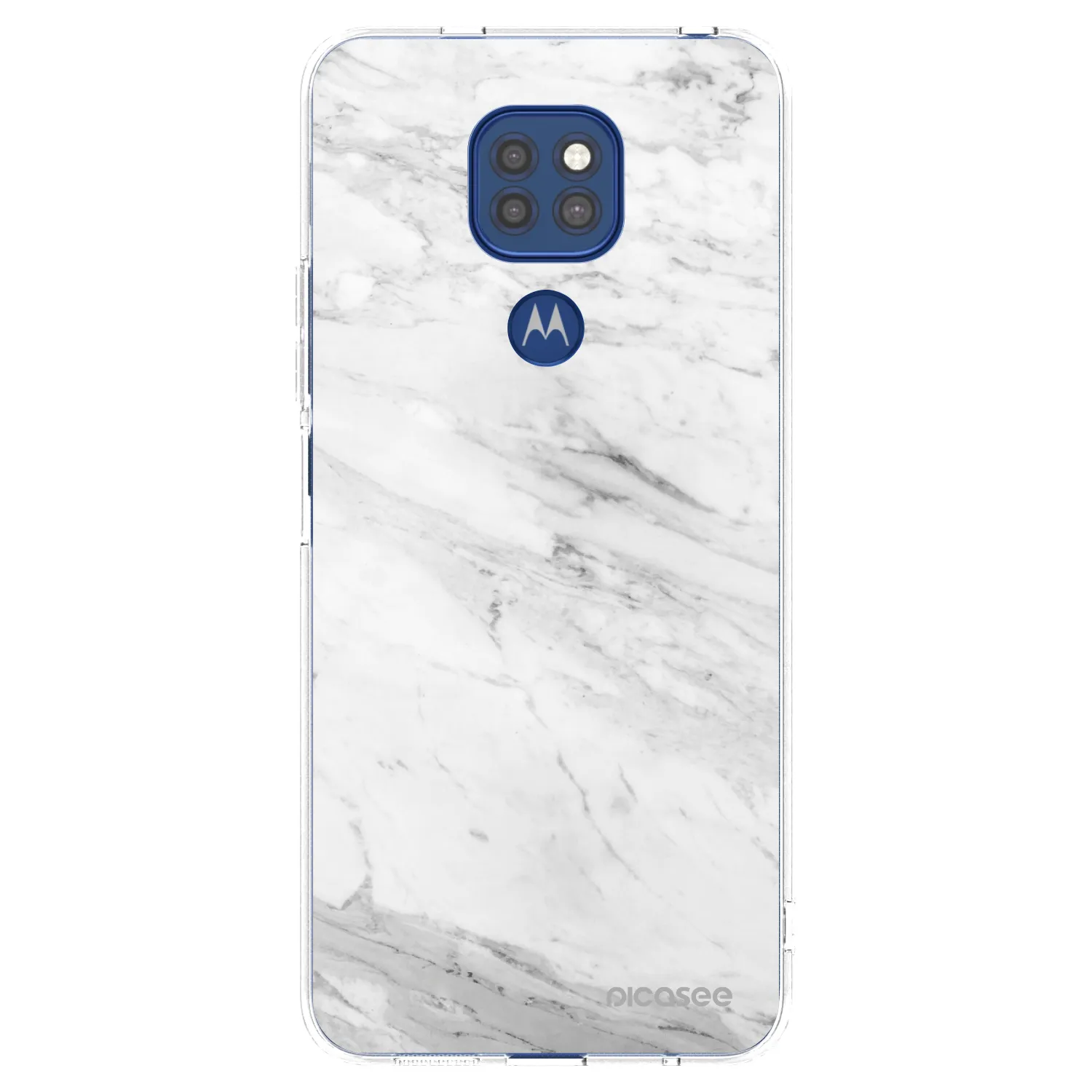 Picasee Motorola Moto G9 Play Hülle - Transparentes Silikon - White marble