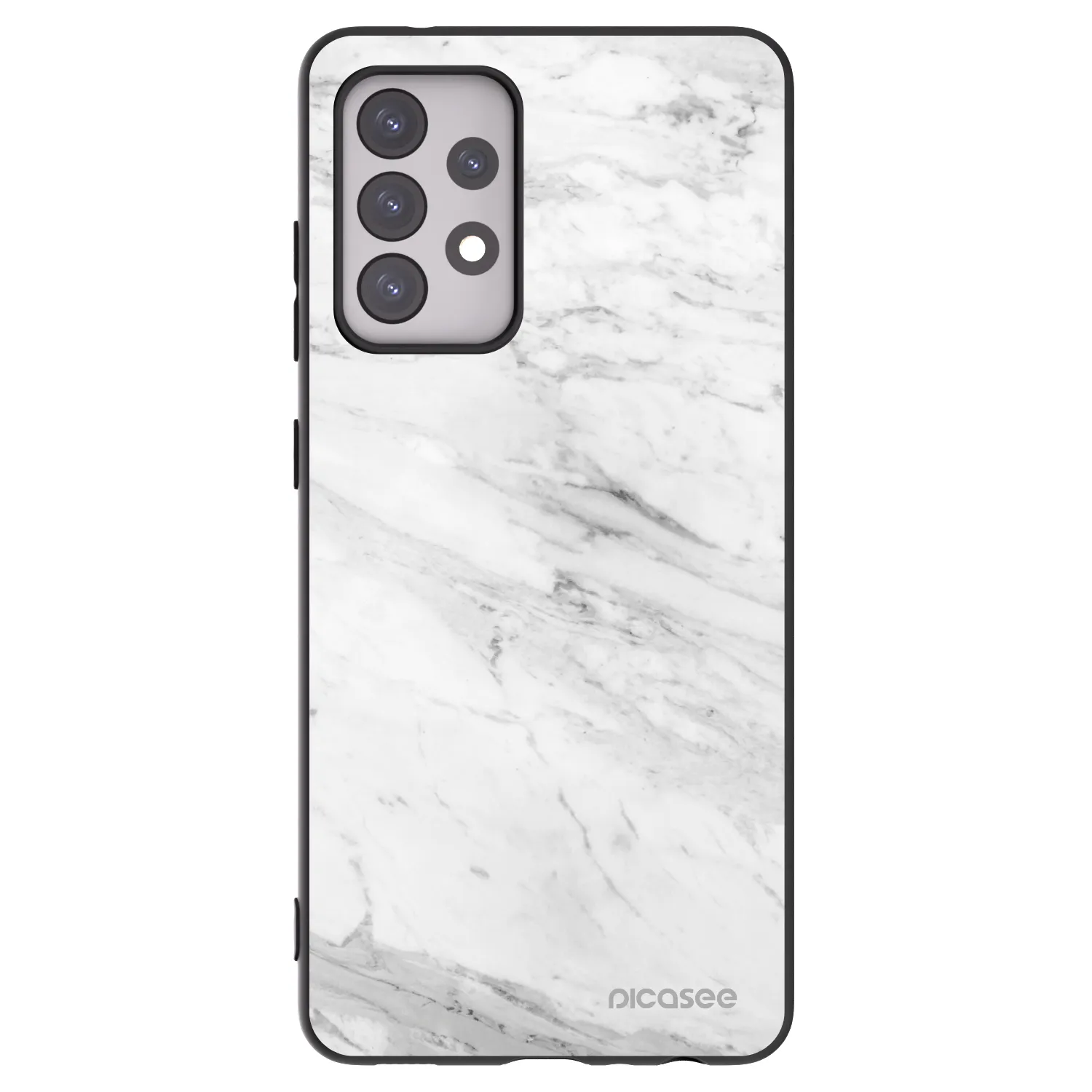 Picasee Samsung Galaxy A52 5G A525F Hülle - Schwarzes Silikon - White marble