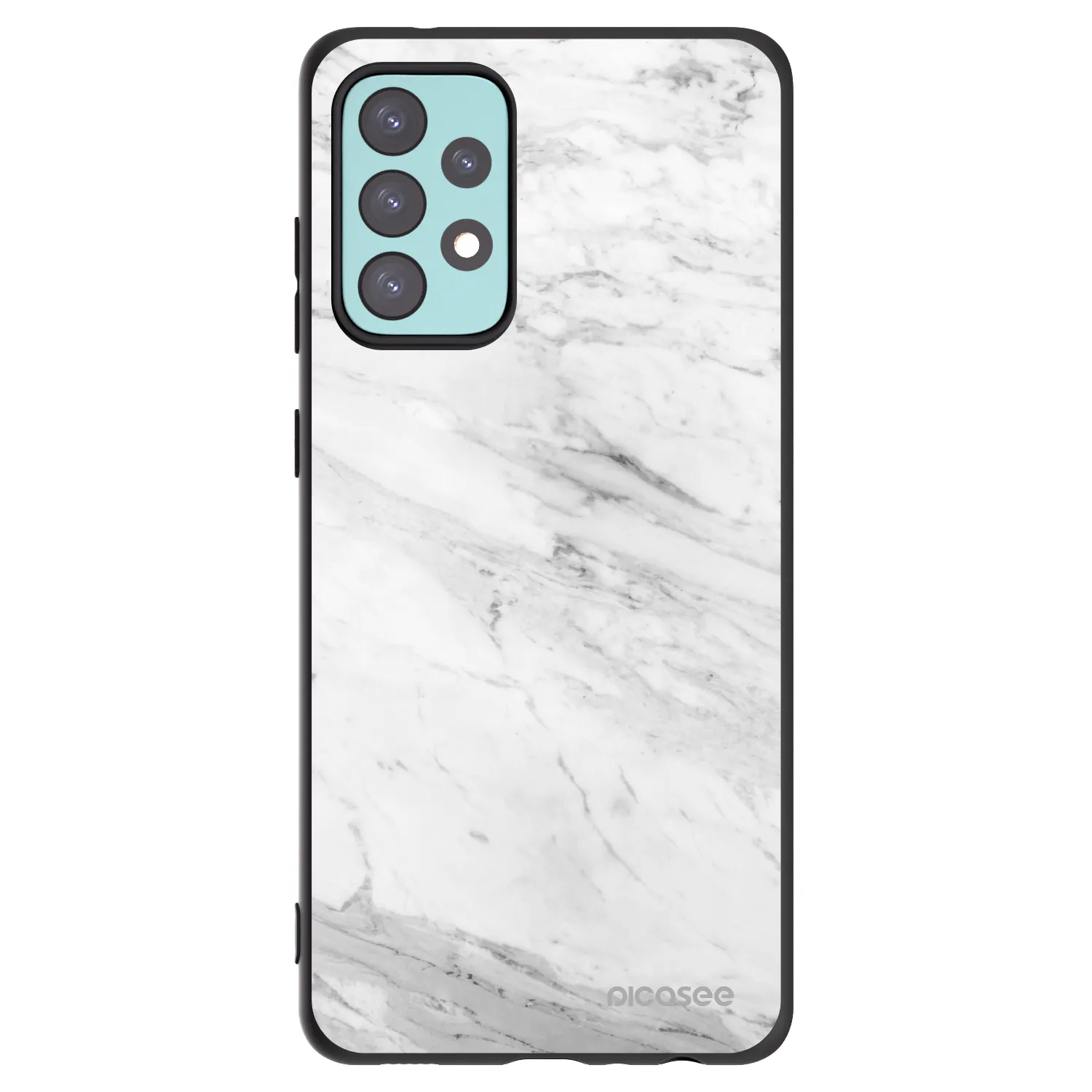 Picasee Samsung Galaxy A72 A725F Hülle - Schwarzes Silikon - White marble