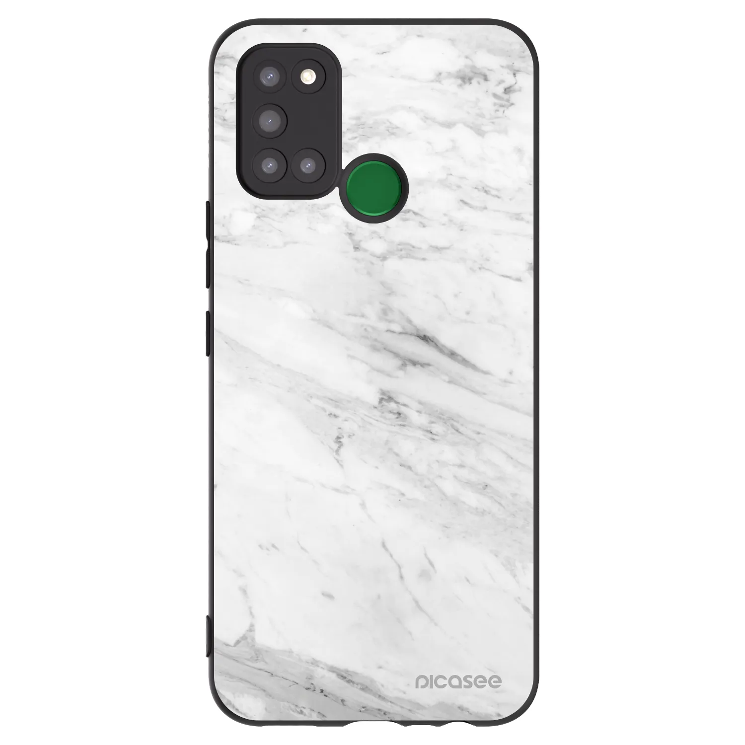 Picasee Realme 7i Hülle - Schwarzes Silikon - White marble