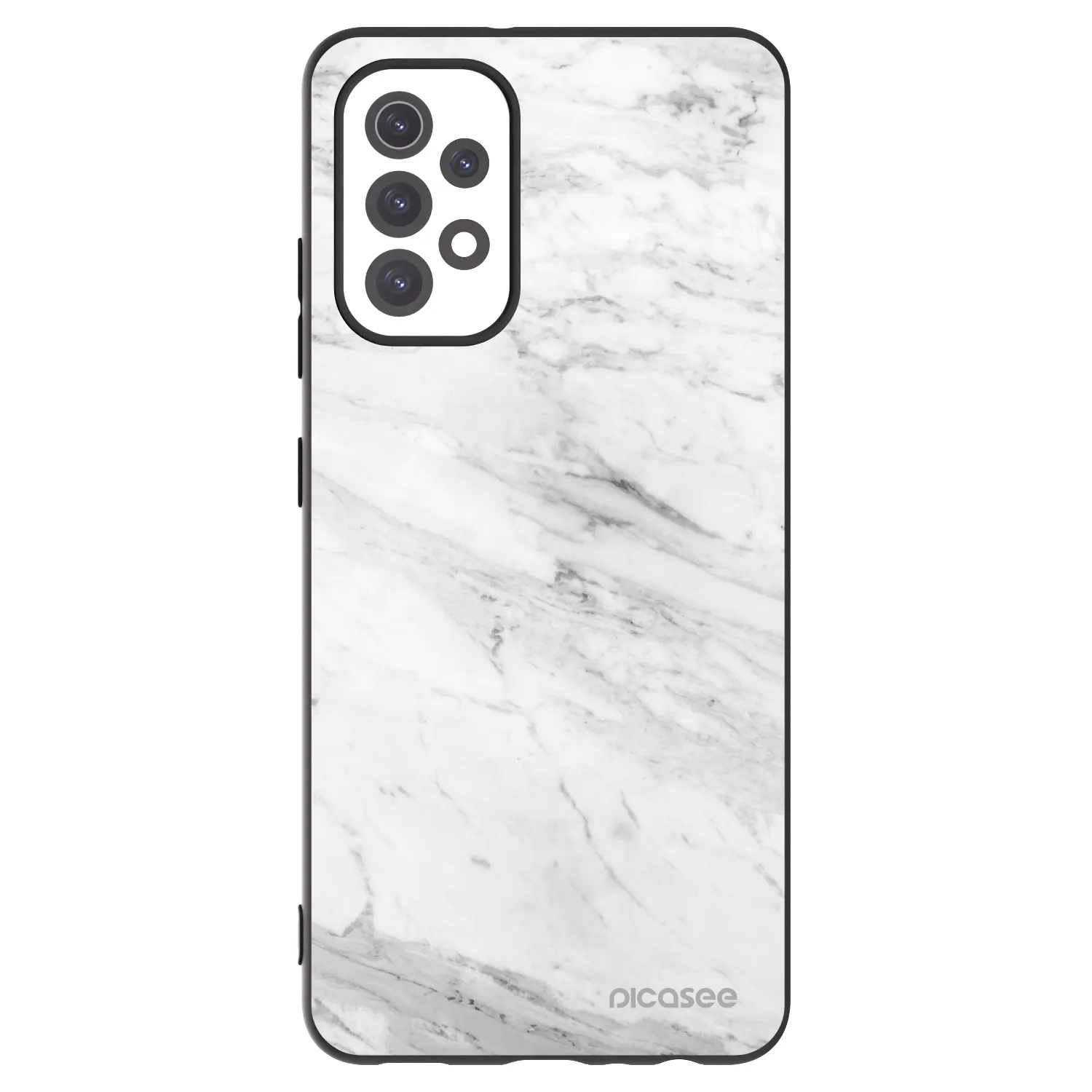 Picasee Samsung Galaxy A32 5G A326B Hülle - Schwarzes Silikon - White marble