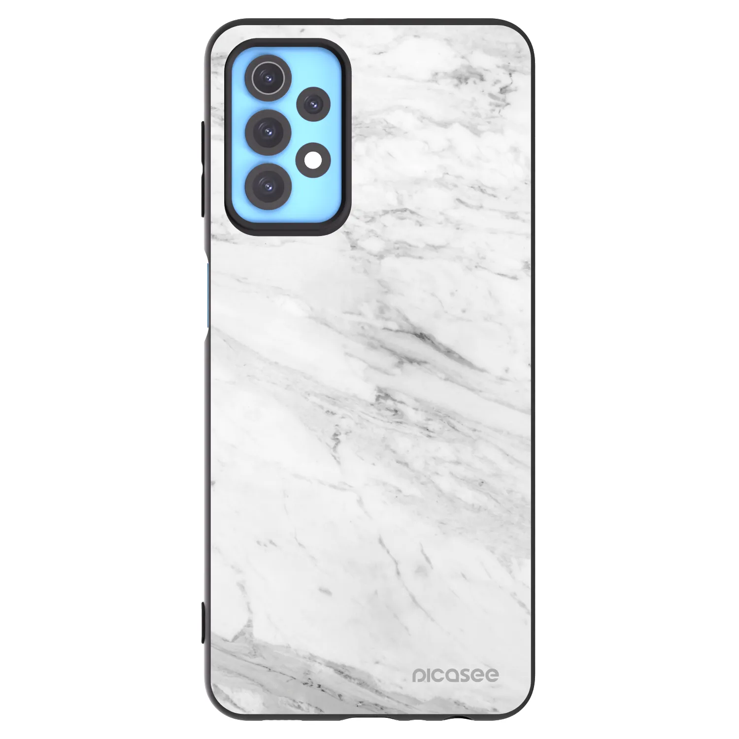 Picasee Samsung Galaxy A32 4G SM-A325F Hülle - Schwarzes Silikon - White marble