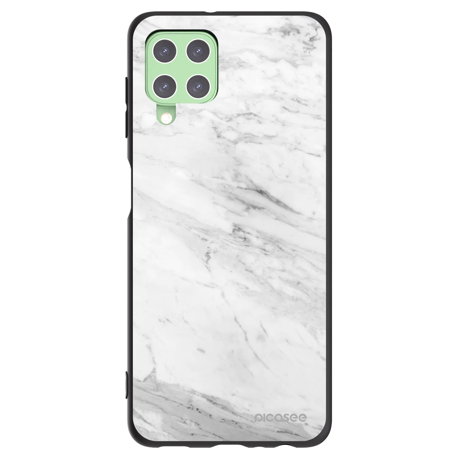 Picasee Samsung Galaxy A22 A225F 4G Hülle - Schwarzes Silikon - White marble