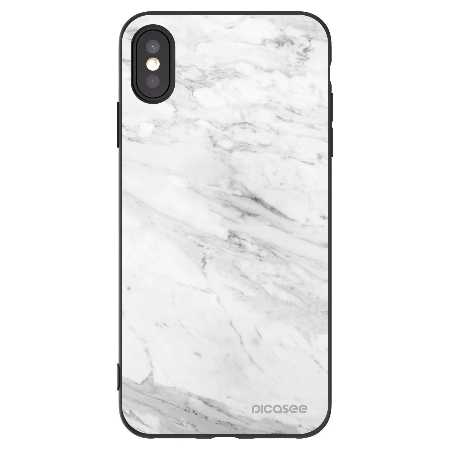 Picasee Apple iPhone XS Max Hülle - Schwarzes Silikon - White marble