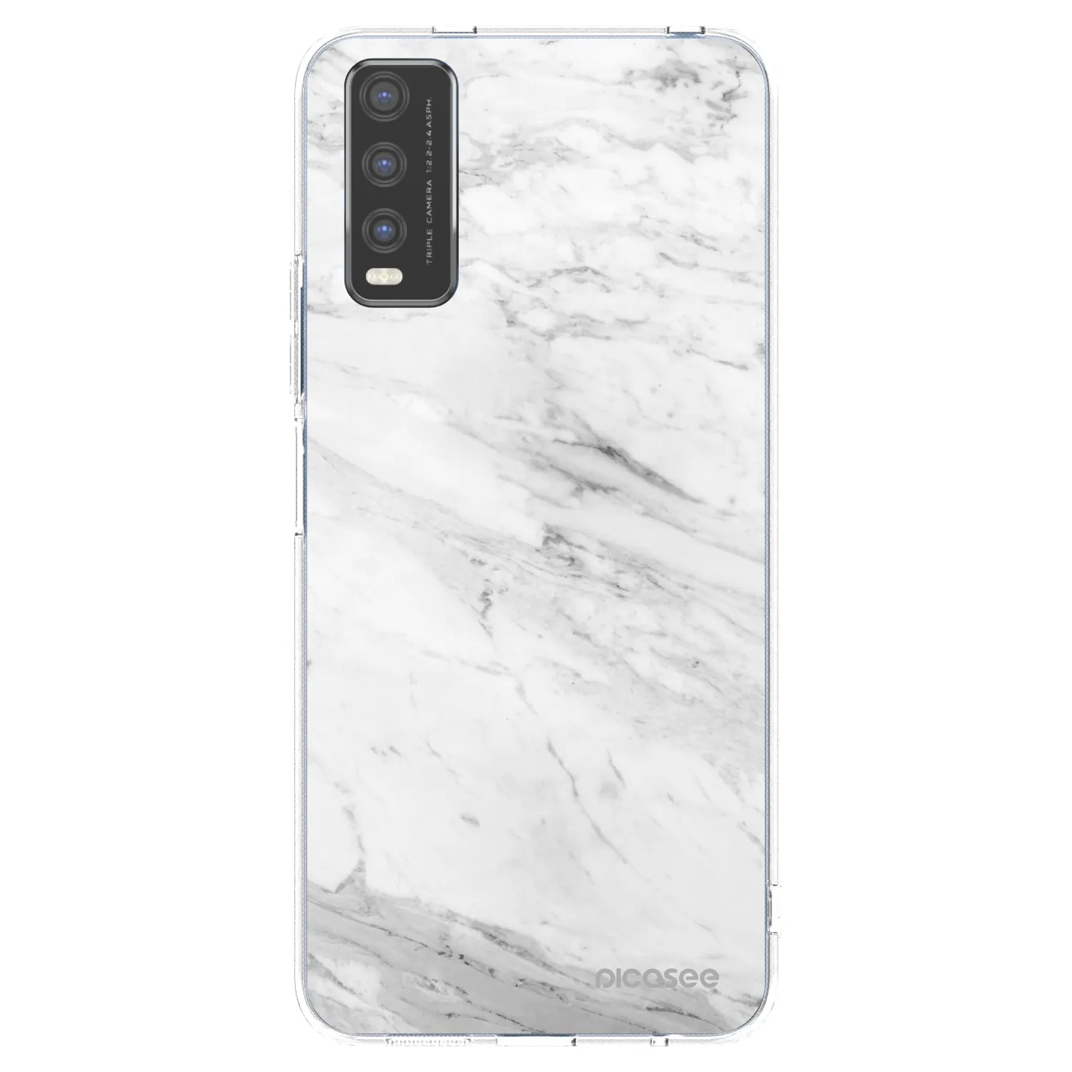 Picasee Vivo Y20s Hülle - Transparentes Silikon - White marble