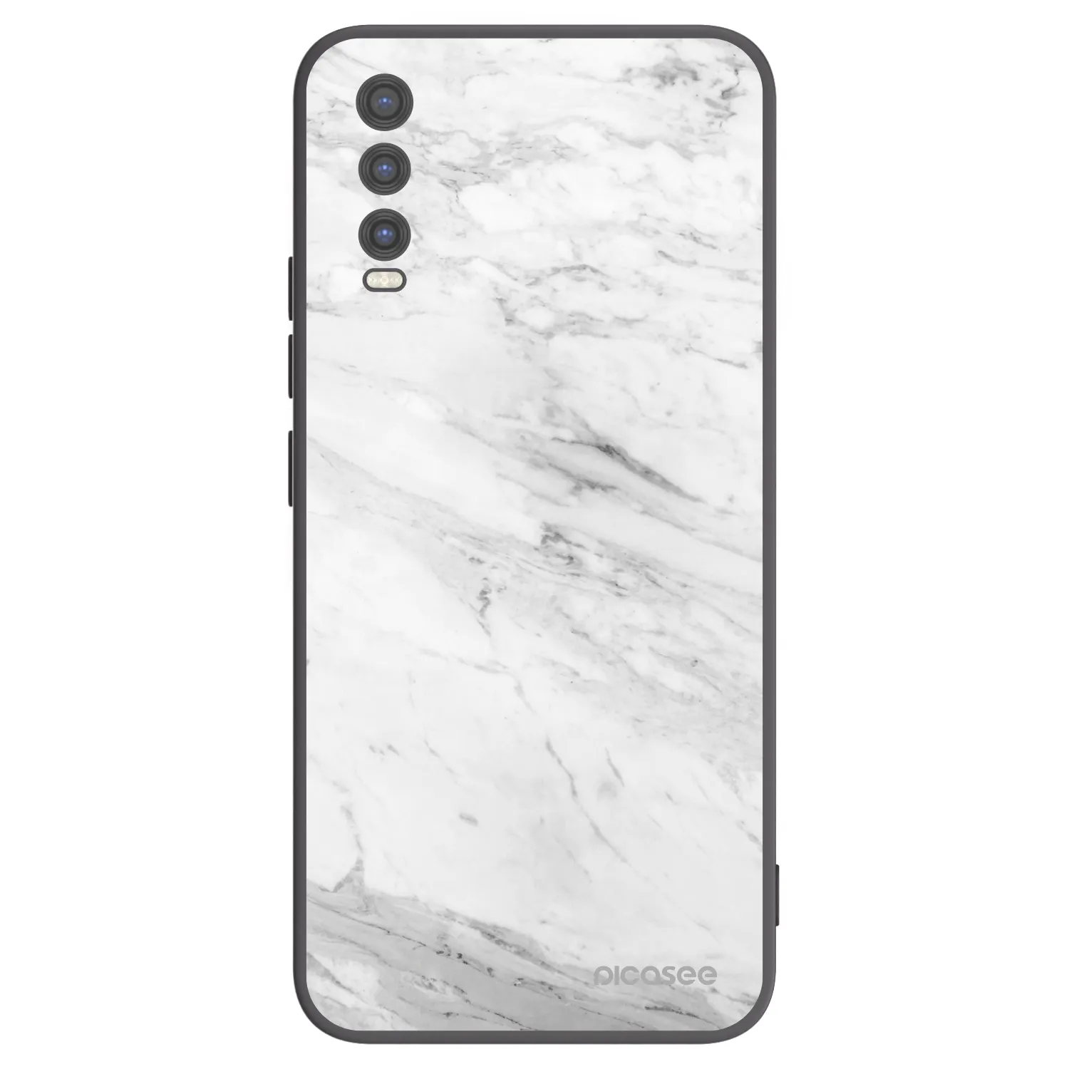 Picasee Vivo Y20s Hülle - Schwarzes Silikon - White marble