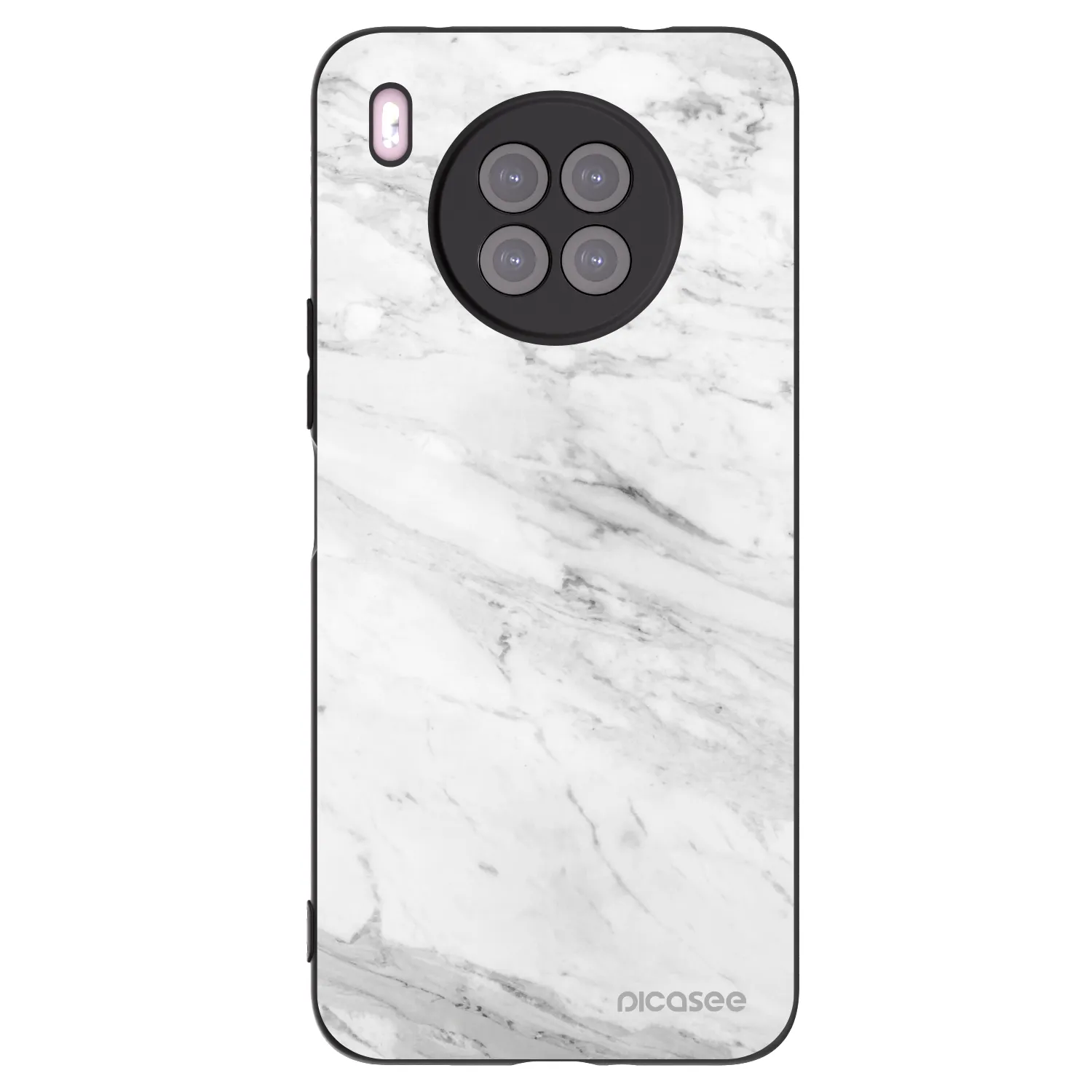 Picasee Huawei Nova 8i Hülle - Schwarzes Silikon - White marble