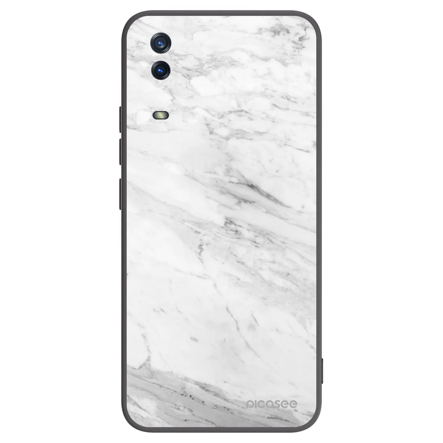 Picasee Vivo Y11s Hülle - Schwarzes Silikon - White marble