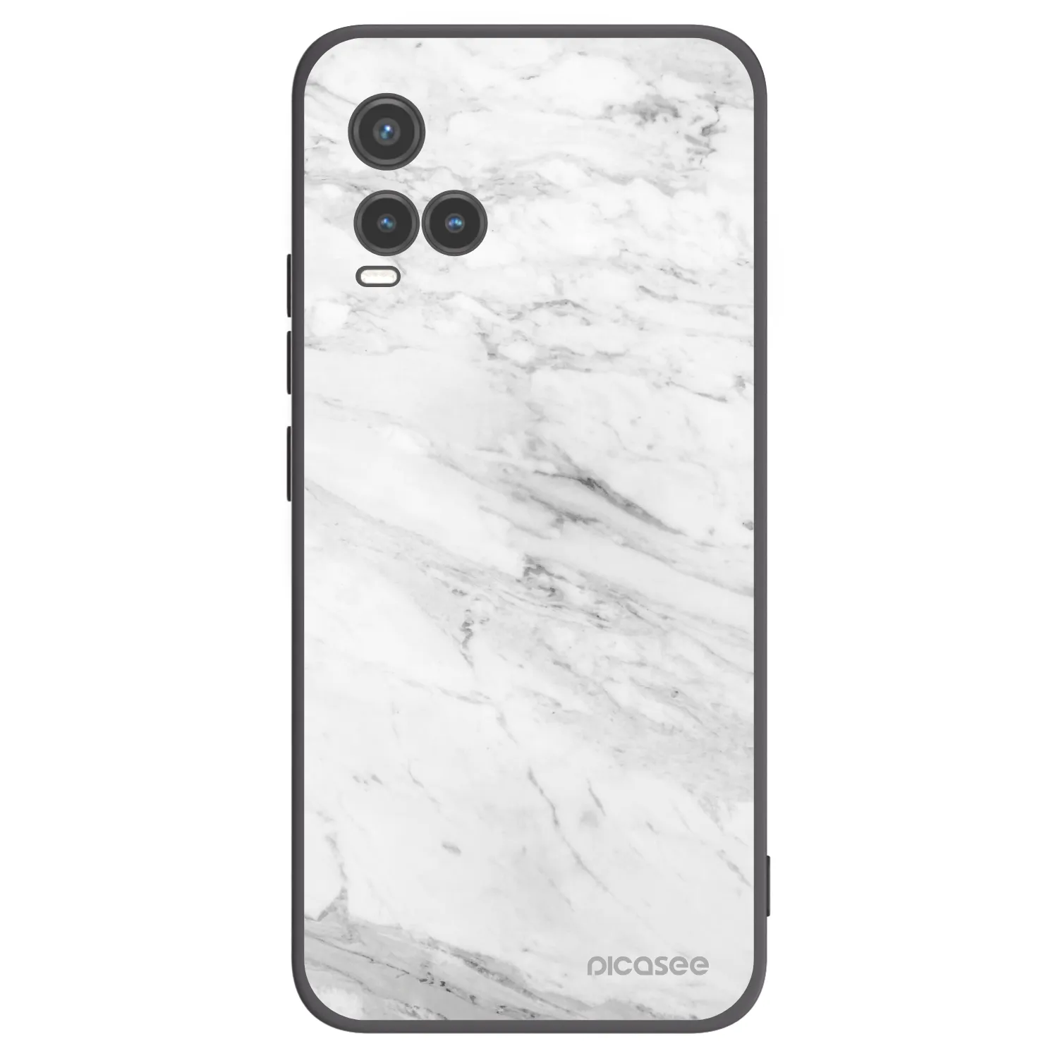 Picasee Vivo Y33s Hülle - Schwarzes Silikon - White marble