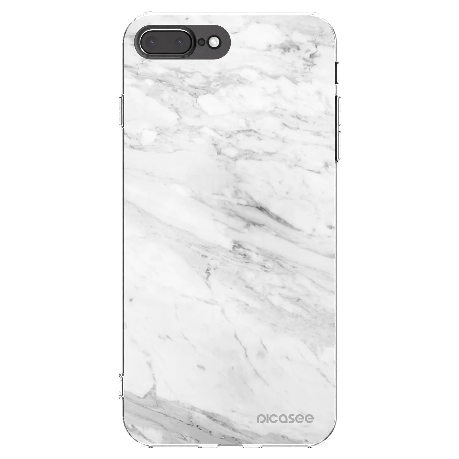 Picasee Apple iPhone 7 Plus Hülle - Transparentes Silikon - White marble