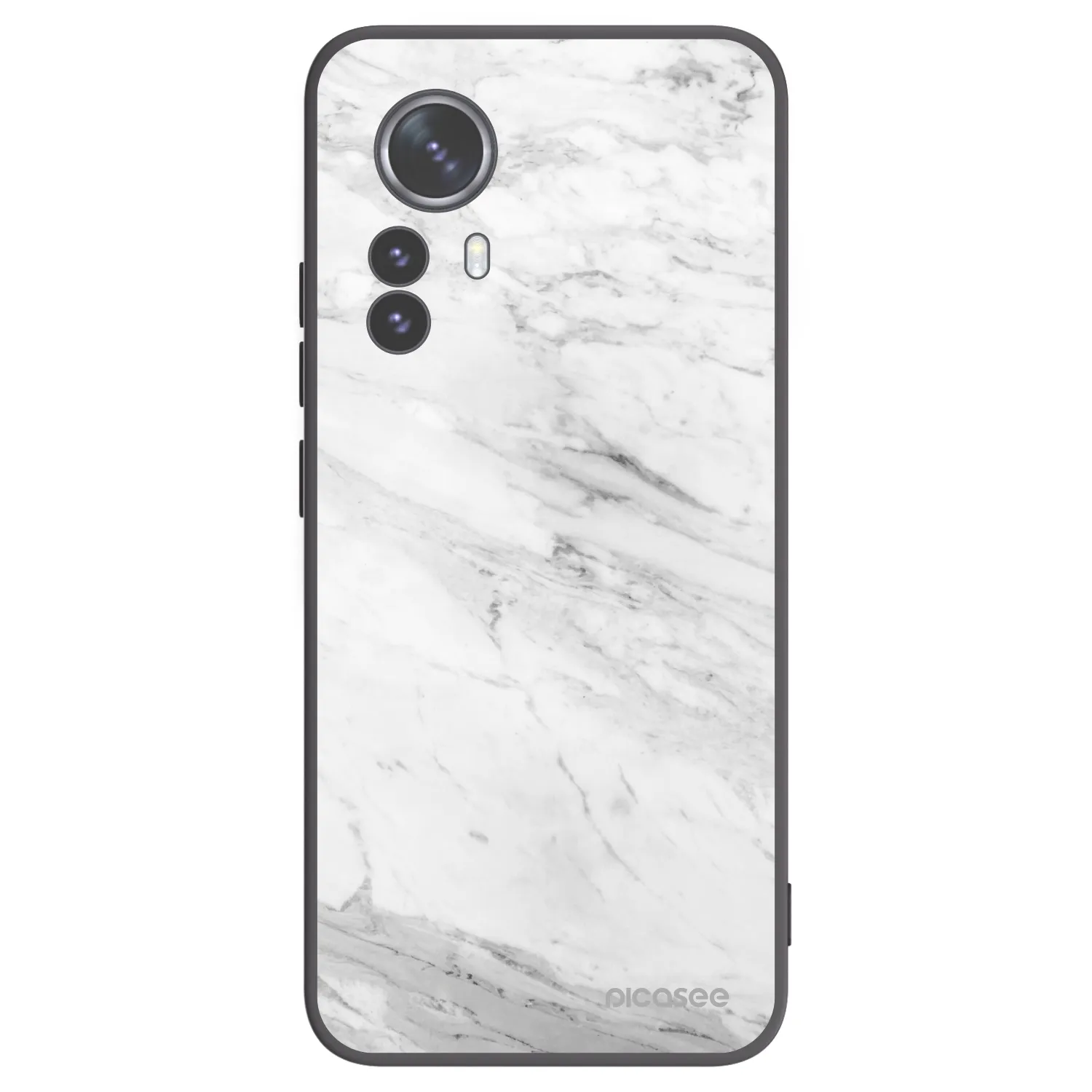 Picasee Xiaomi 12 Pro Hülle - Schwarzes Silikon - White marble