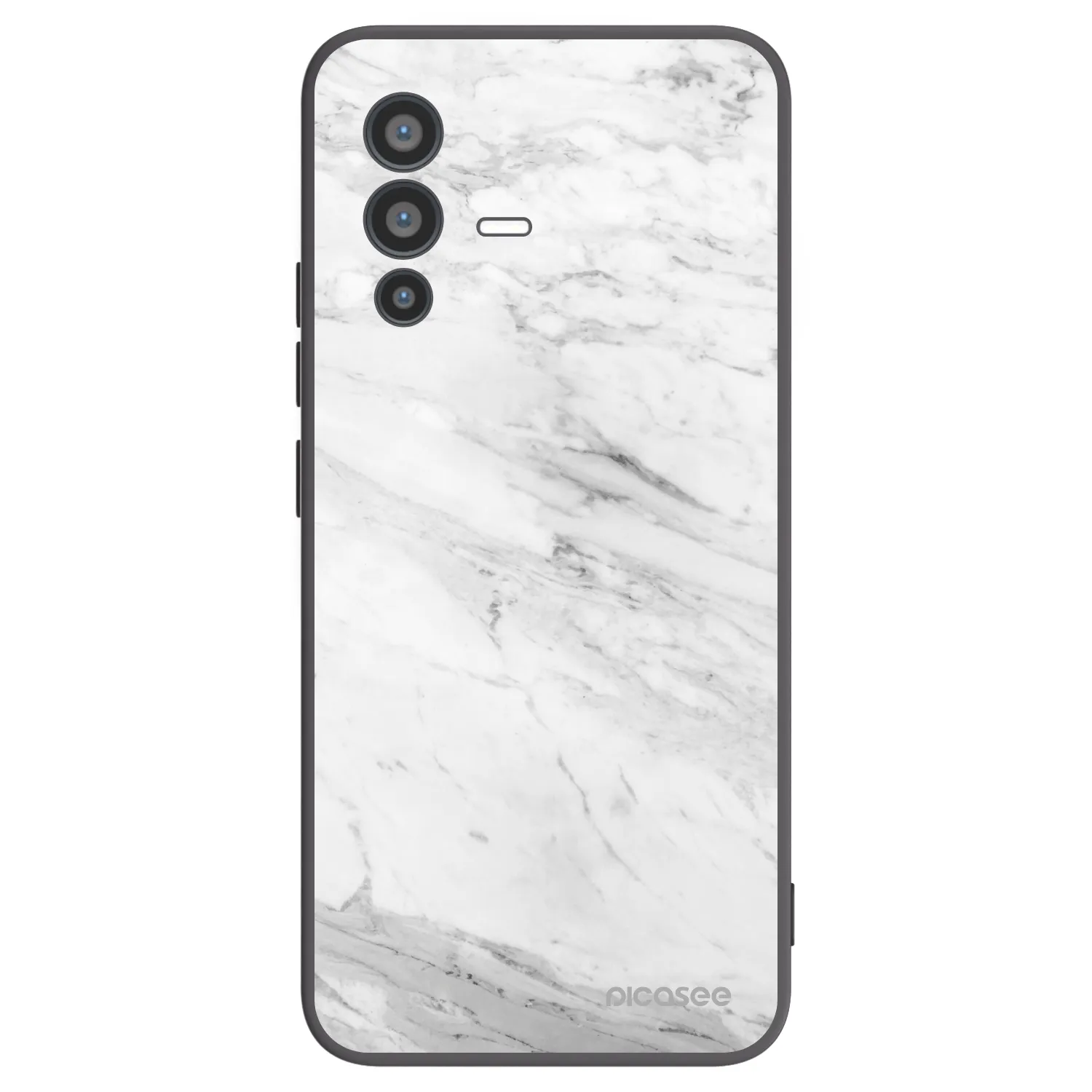 Picasee Vivo V23 5G Hülle - Schwarzes Silikon - White marble