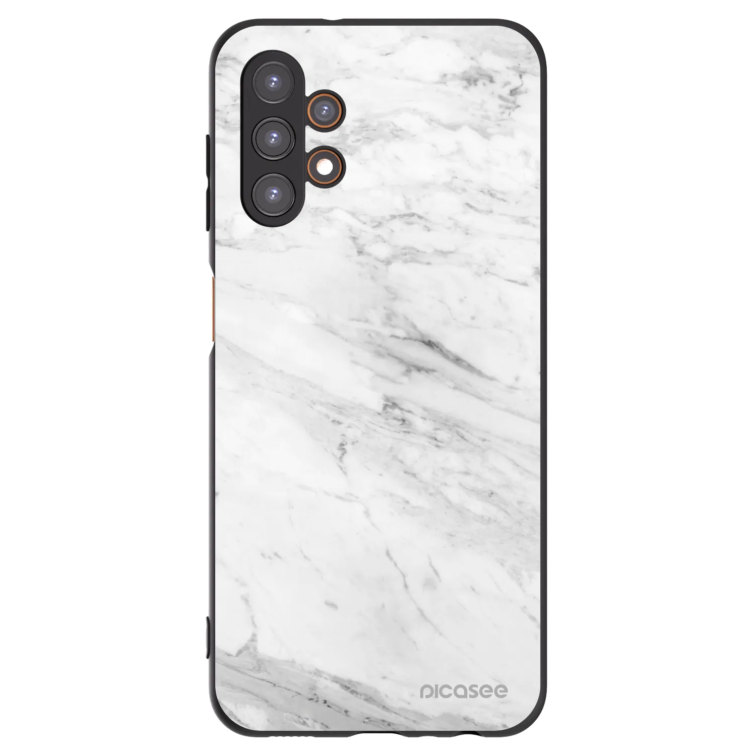 Picasee Samsung Galaxy A13 4G A135 Hülle - Schwarzes Silikon - White marble