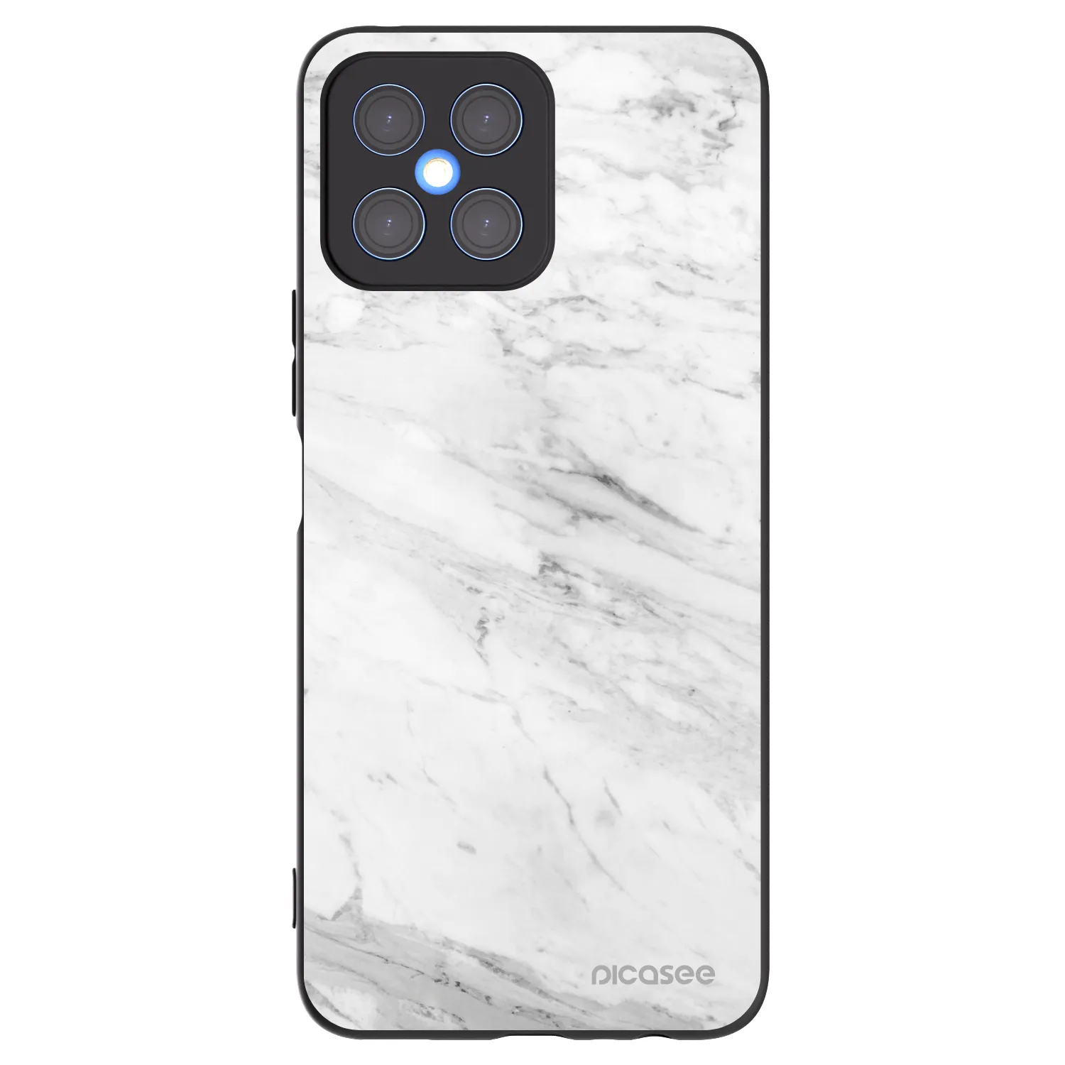 Picasee Honor X8 4G Hülle - Schwarzes Silikon - White marble