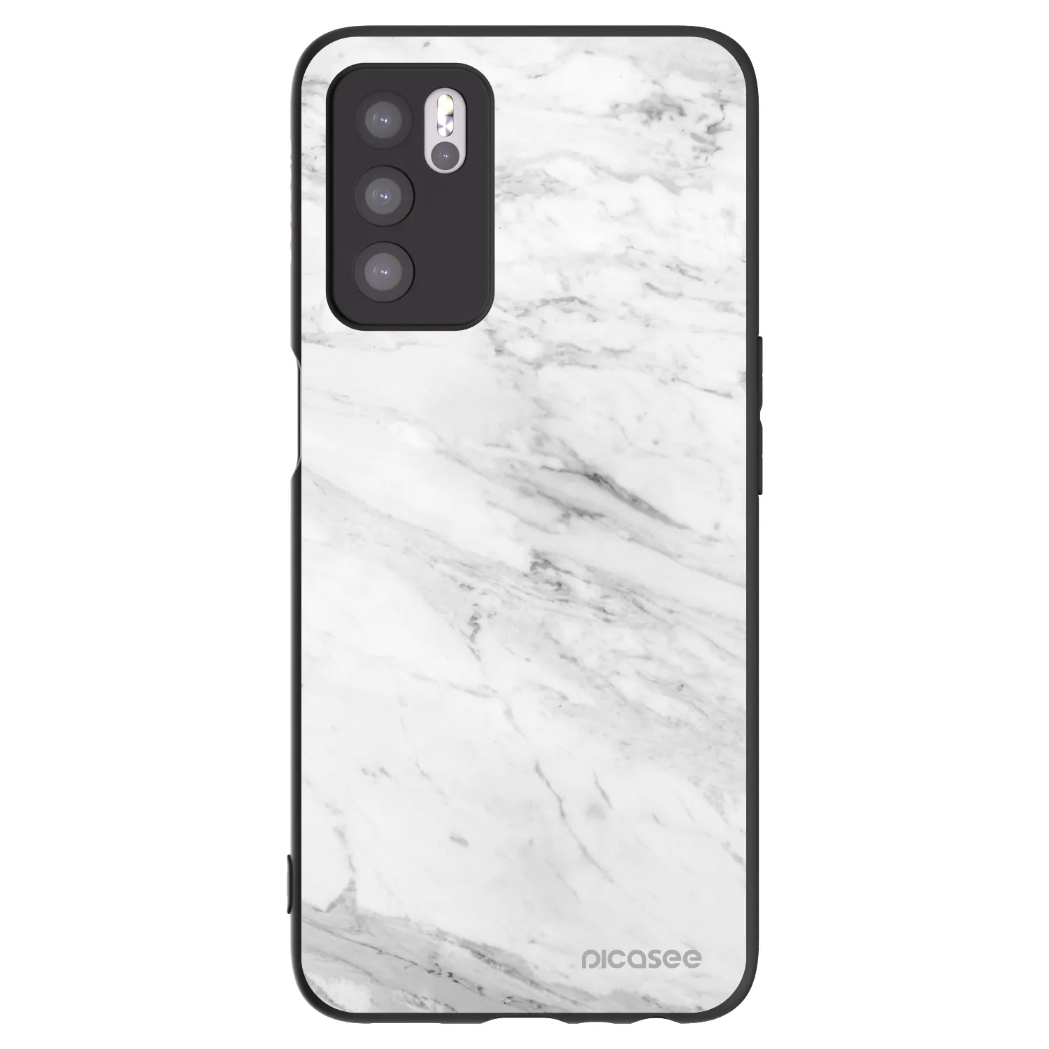 Picasee OPPO A16s Hülle - Schwarzes Silikon - White marble