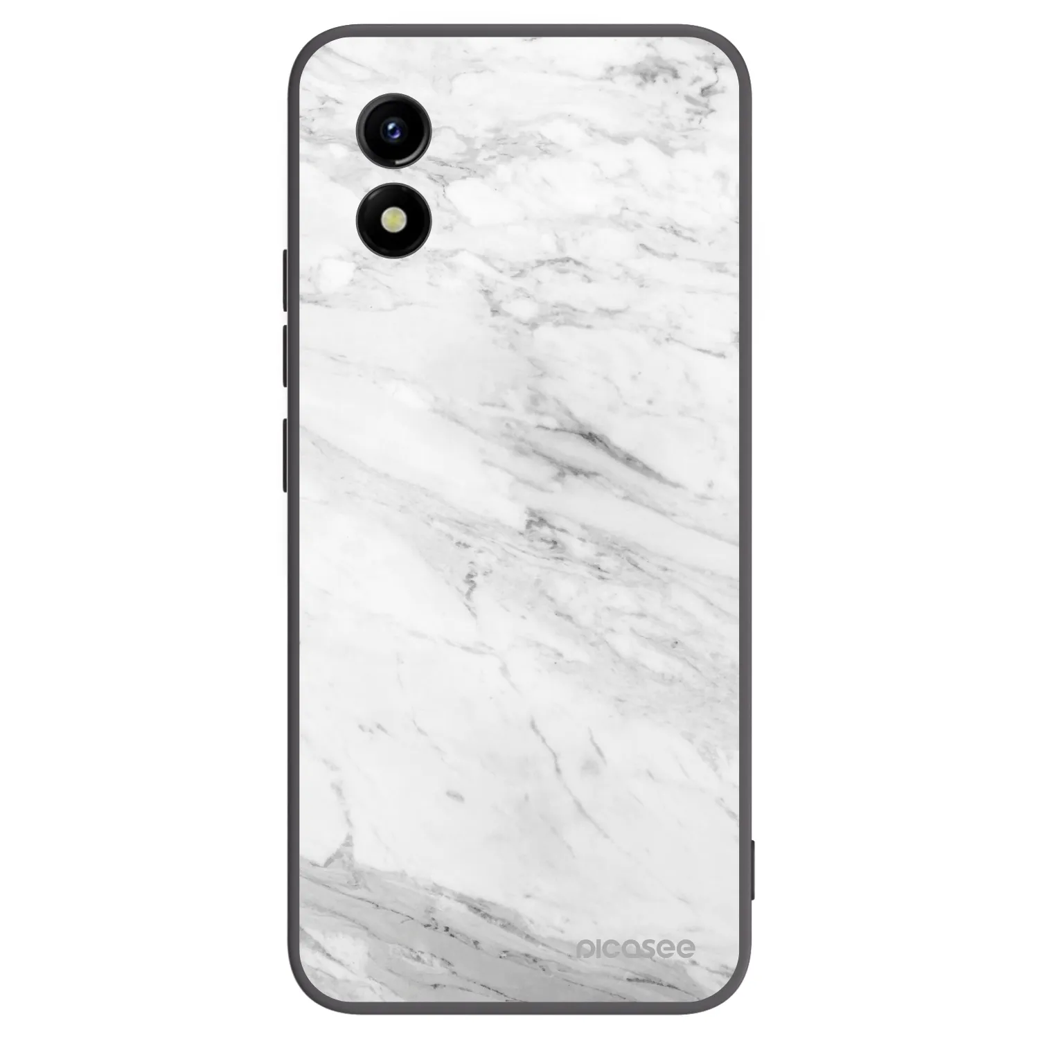Picasee Vivo Y01 Hülle - Schwarzes Silikon - White marble