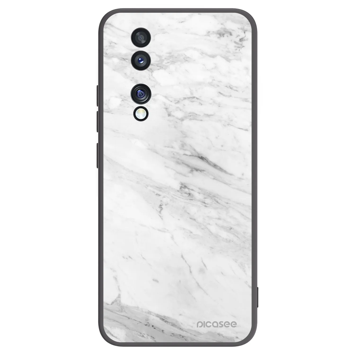 Picasee Honor 70 Hülle - Schwarzes Silikon - White marble