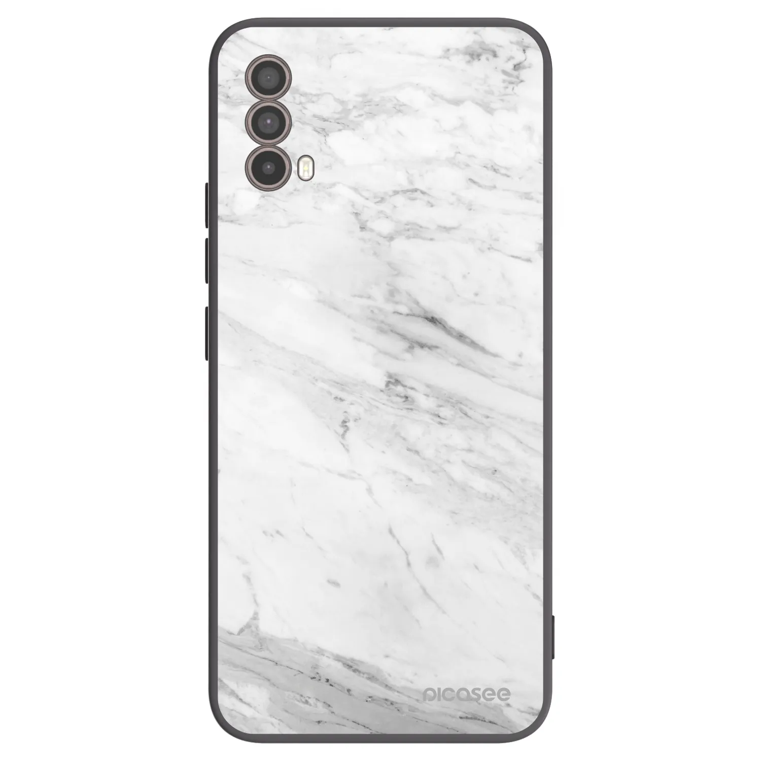 Picasee Motorola Moto E40 Hülle - Schwarzes Silikon - White marble