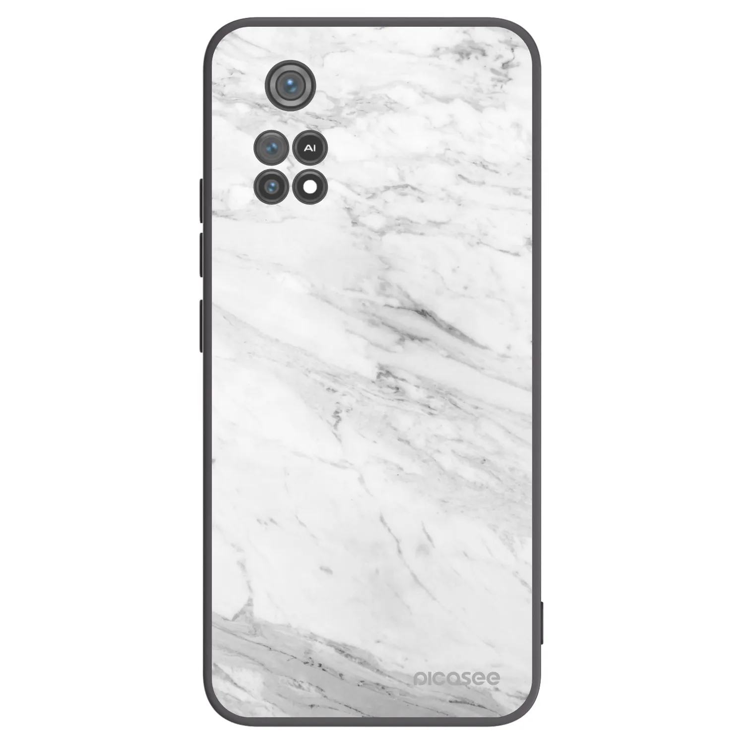 Picasee Xiaomi Poco M4 Pro Hülle - Schwarzes Silikon - White marble