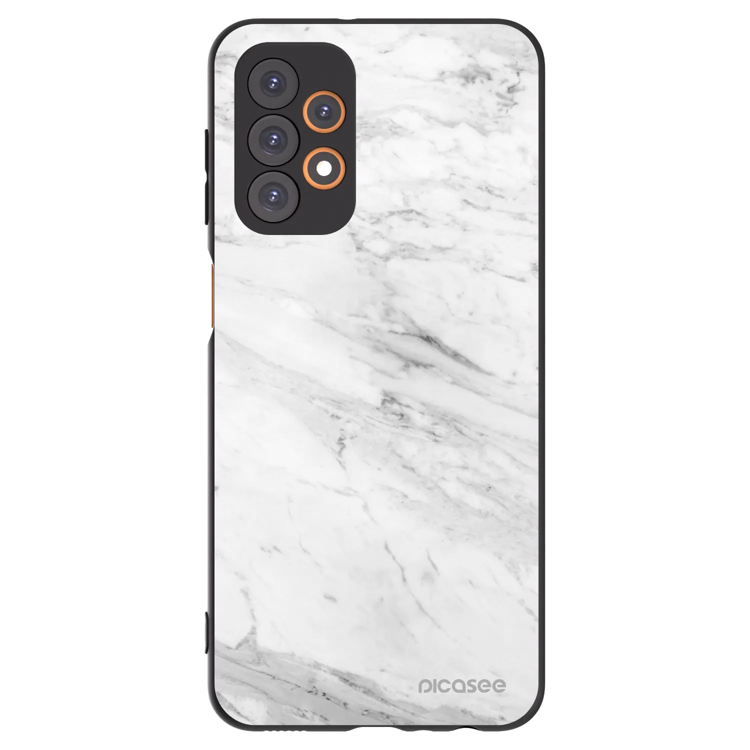 Picasee Samsung Galaxy A23 A235F 4G Hülle - Schwarzes Silikon - White marble