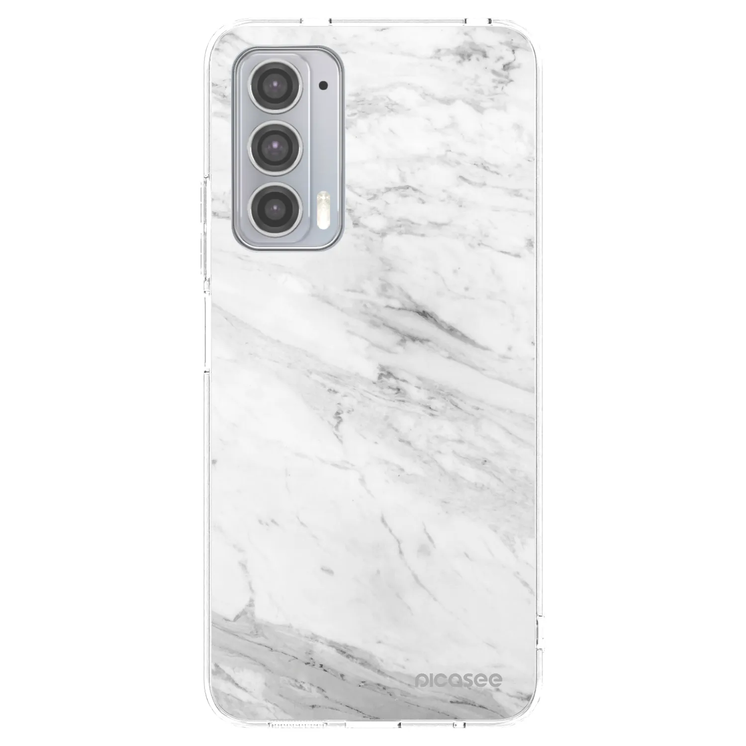 Picasee Motorola Edge 20 Hülle - Transparentes Silikon - White marble