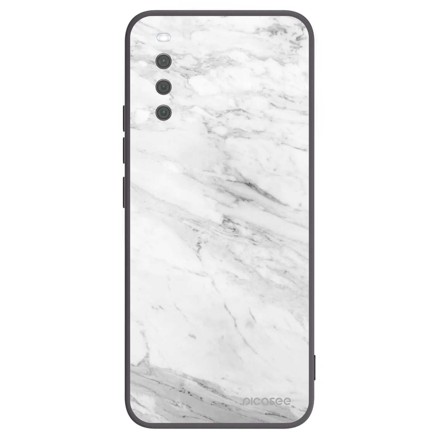Picasee Sony Xperia 10 III Hülle - Schwarzes Silikon - White marble