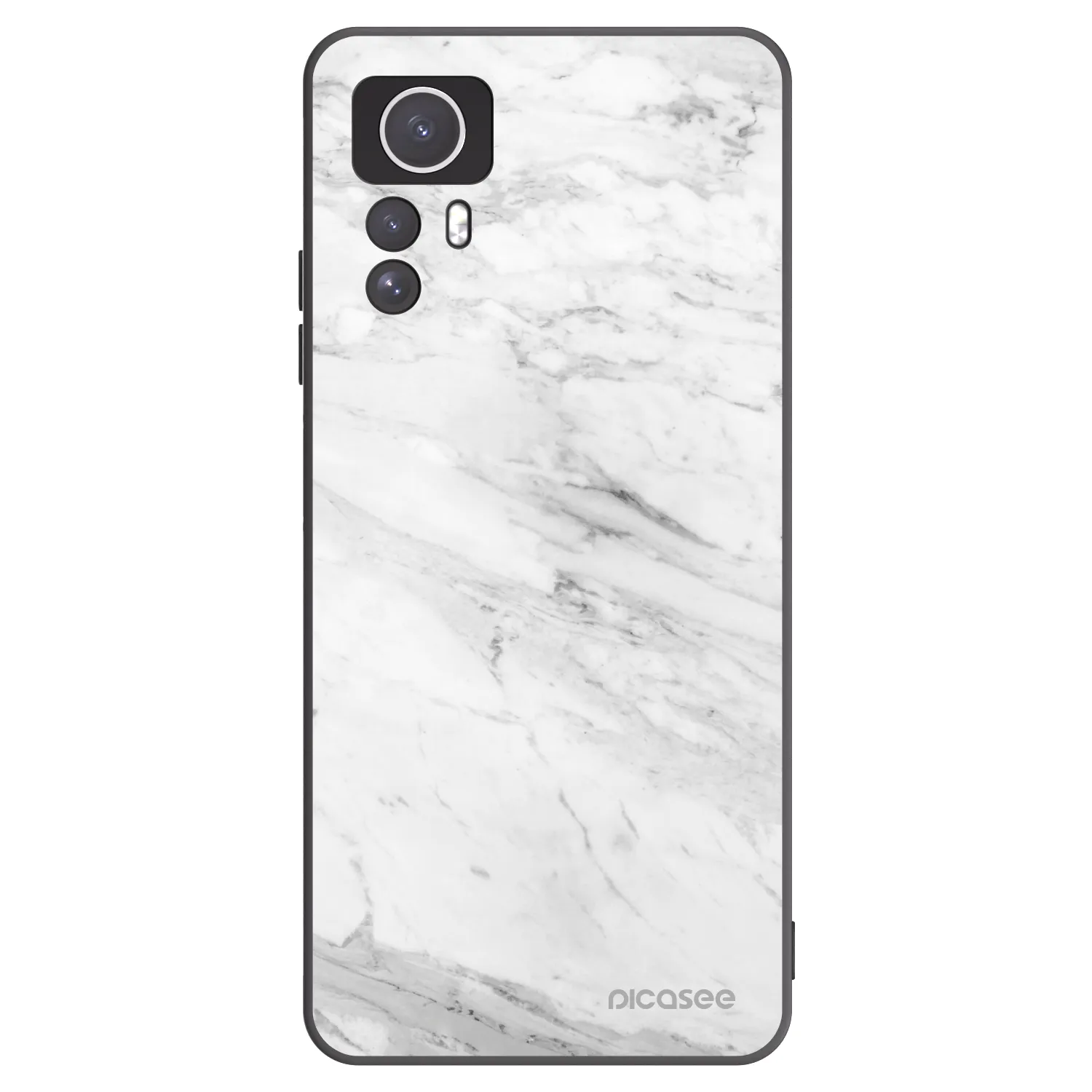 Picasee Xiaomi Redmi Note 12S Hülle - Schwarzes Silikon - White marble