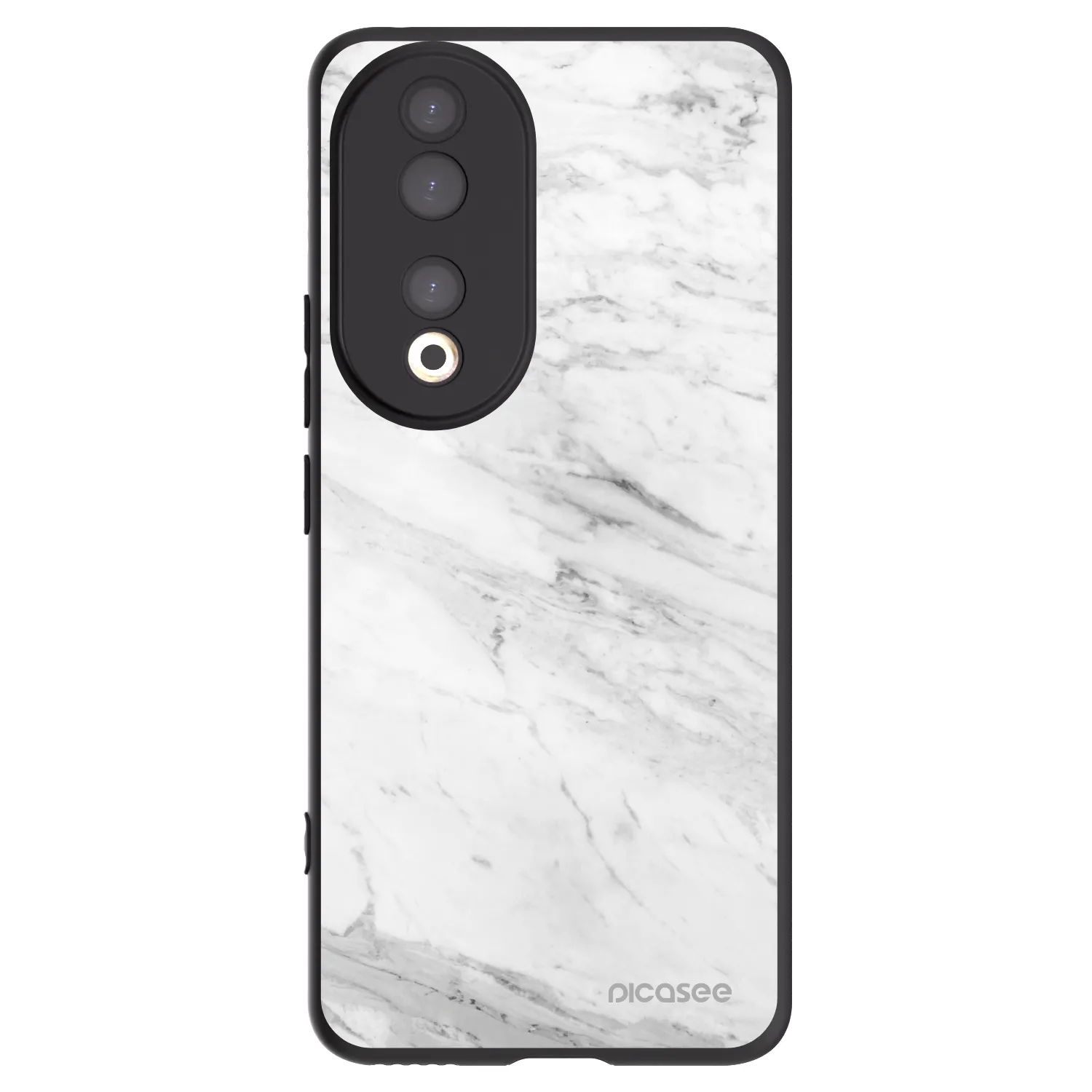 Picasee Honor 90 5G Hülle - Schwarzes Silikon - White marble