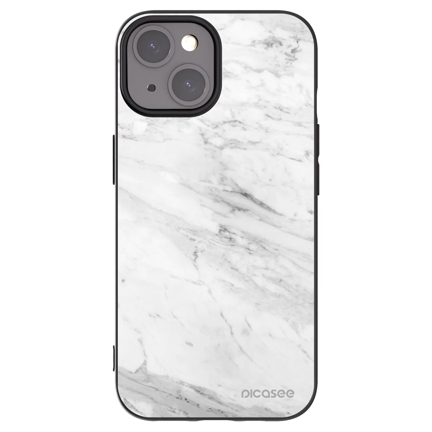 Picasee Apple iPhone 15 Hülle - Schwarzes Silikon - White marble