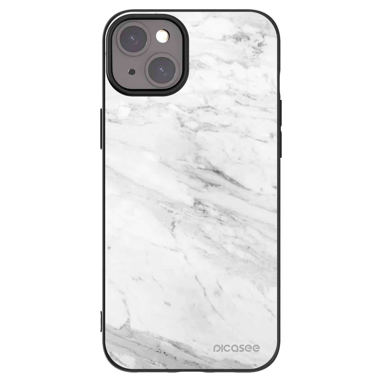 Picasee Apple iPhone 15 Plus Hülle - Schwarzes Silikon - White marble
