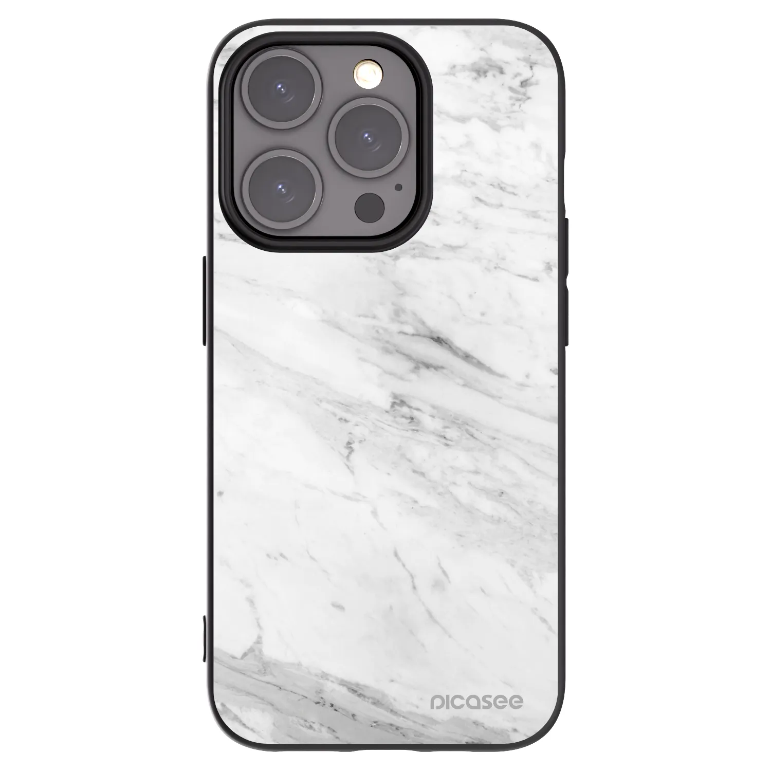 Picasee Apple iPhone 15 Pro Hülle - Schwarzes Silikon - White marble