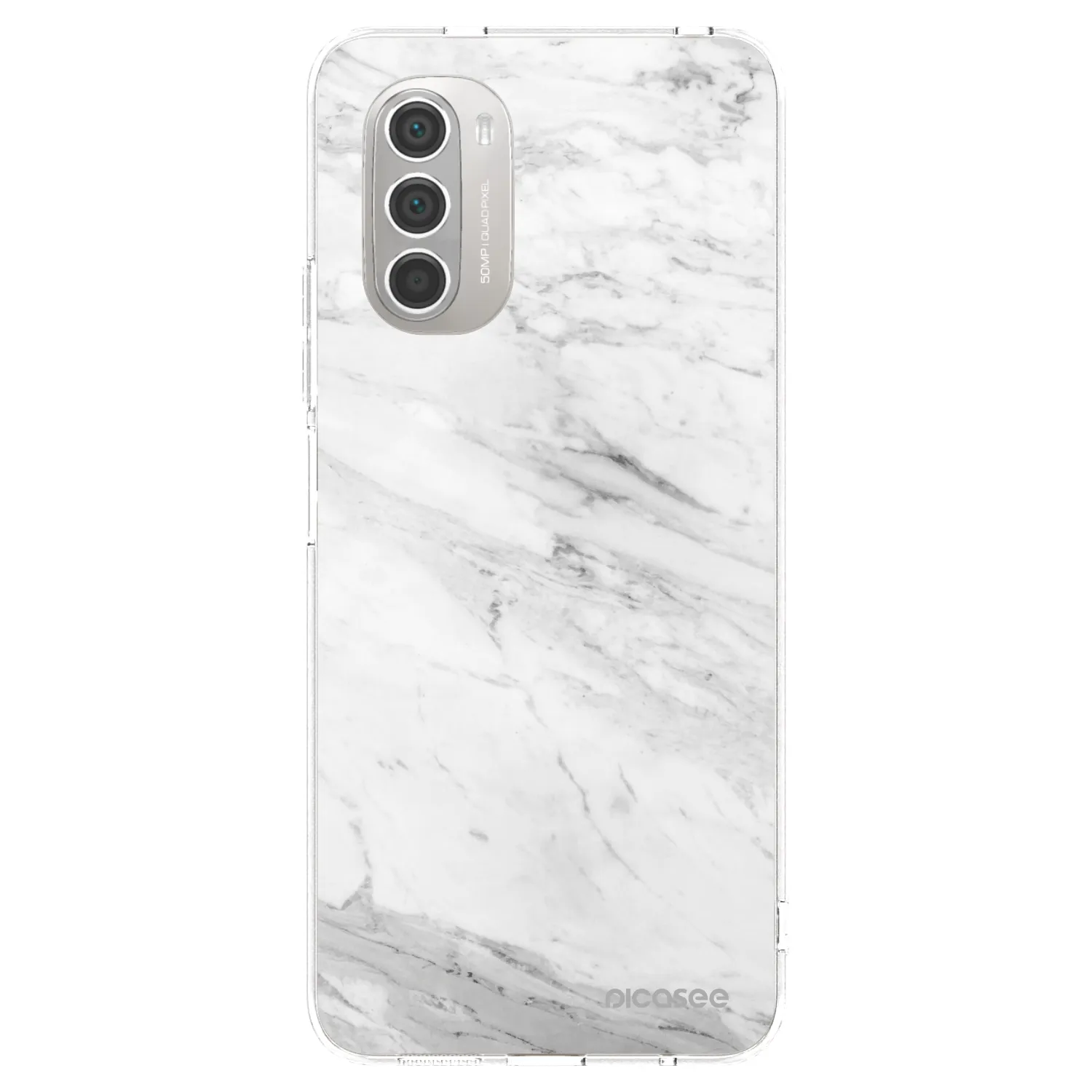 Picasee Motorola Moto G51 Hülle - Transparentes Silikon - White marble