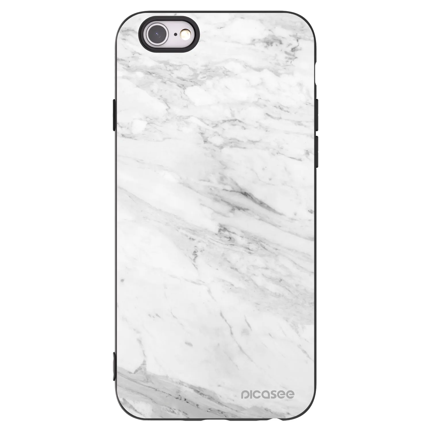 Picasee Apple iPhone 6/6S Hülle - Schwarzes Silikon - White marble